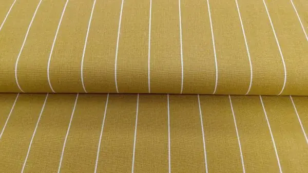 Viscose Linnen Stof \\u2013 Oker Geel met Witte Strepen Bestseller