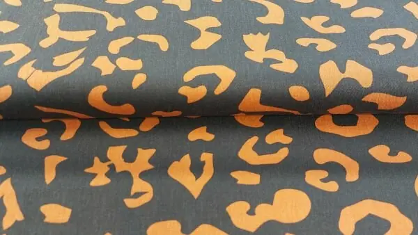 Tijdelijk Beschikbaar Denim stof luipaardprint zwart\\/bruin