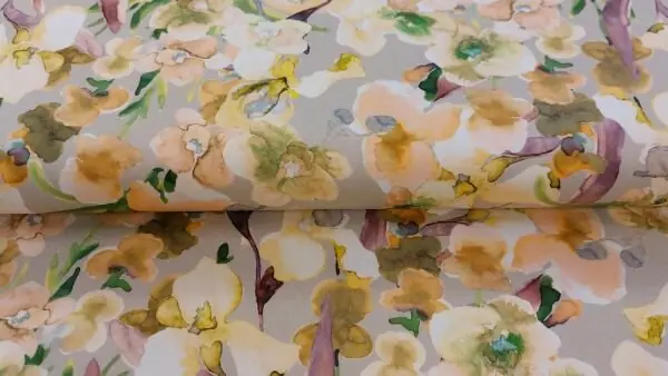 Aanbieding Sateen Print Lily Flower Beta \\u2013 Katoen Stretch met Bloemenprint
