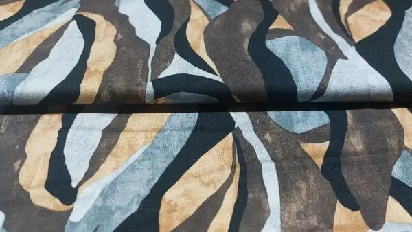 Viscose jersey met grafisch bladmotief \\u2013 bruin & zwart Alleen Vandaag