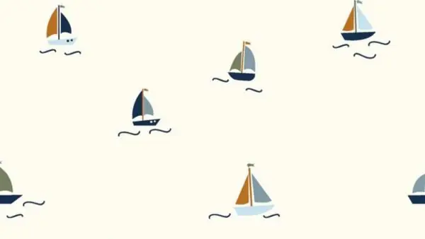 Ecru Poplin Katoen met Zeilboten \\u2013 100% Katoen Rechtstreeks Van De Fabrikant