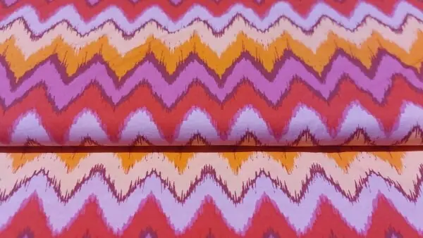 Stretch katoen met kartellijnen \\u2013 rood, fuchsia & oranje Dagaanbieding