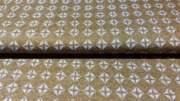 Betrouwbaar Jacquard stof goudbruin met ecru ruit \\u2013 stretch