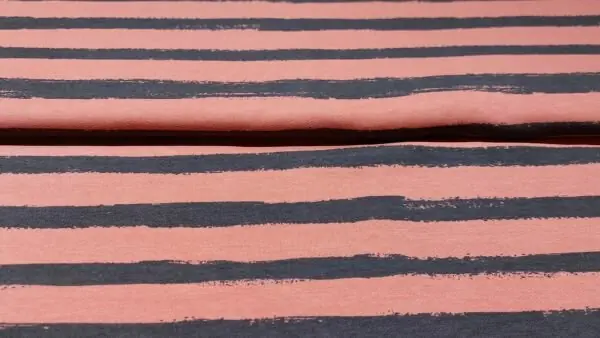 Voordeelprijs Katoen tricot groovy stripes brique \\u2013 Poppy