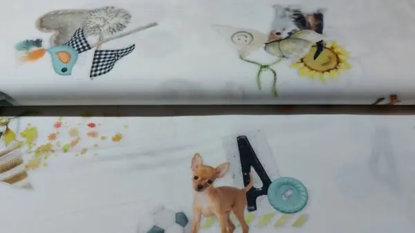 Veelkleurige katoenen stof met dieren en voorwerpen \\u2013 Dapper Stoffen Snelle Levering