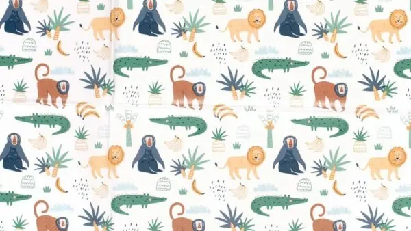 Tafelzeil Stof Bedrukt Dieren \\u2013 Optisch Wit \\u2013 Nooteboom Textiles Seizoensaanbieding