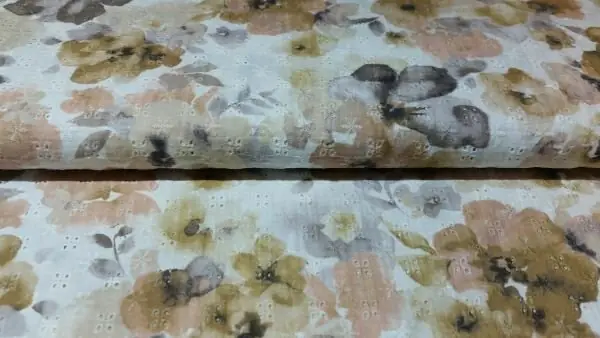 Gebroken witte mousseline stof met bloemmotief Veilige Betaling