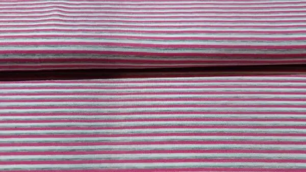 Dagaanbieding Gestreepte tricot stof (fuchsia, licht grijs, wit)