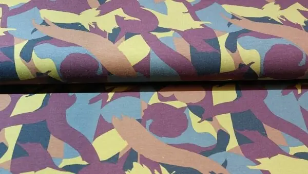 French Terry \\/ Joggingstof met legerprint Weekendaanbieding