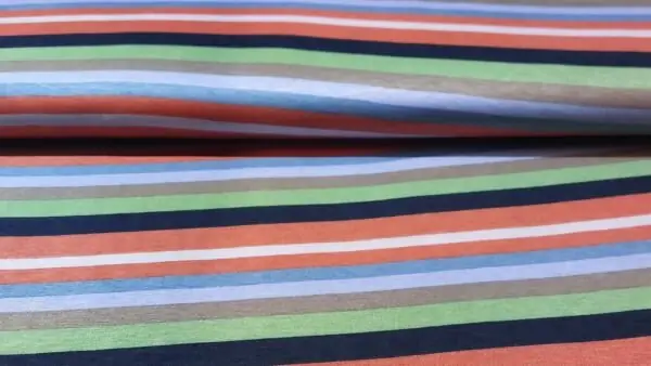 Veilige Betaling Gestreepte tricot stof (Oranje, lila, blauw, zwart en groen)