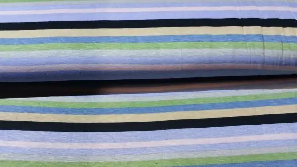 Gestreepte tricot stof (Zwart, paars, lila, groen, zand) Nieuw