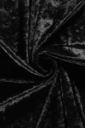 Velours de panne - Crushed velvet stof - Zwart Seizoensaanbieding