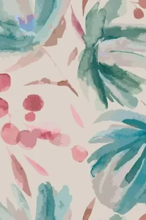 Weekendaanbieding Taupe viscose tricot stof met bloemen geschilderd