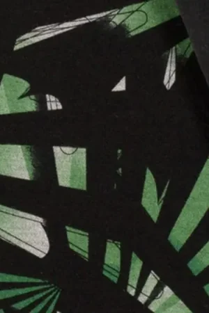 Zwarte Polyester Viscose Jersey met Groene Bladeren Goedkoop