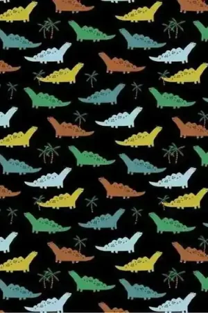 Zwarte katoenen stof met dinosaurussen Betrouwbaar