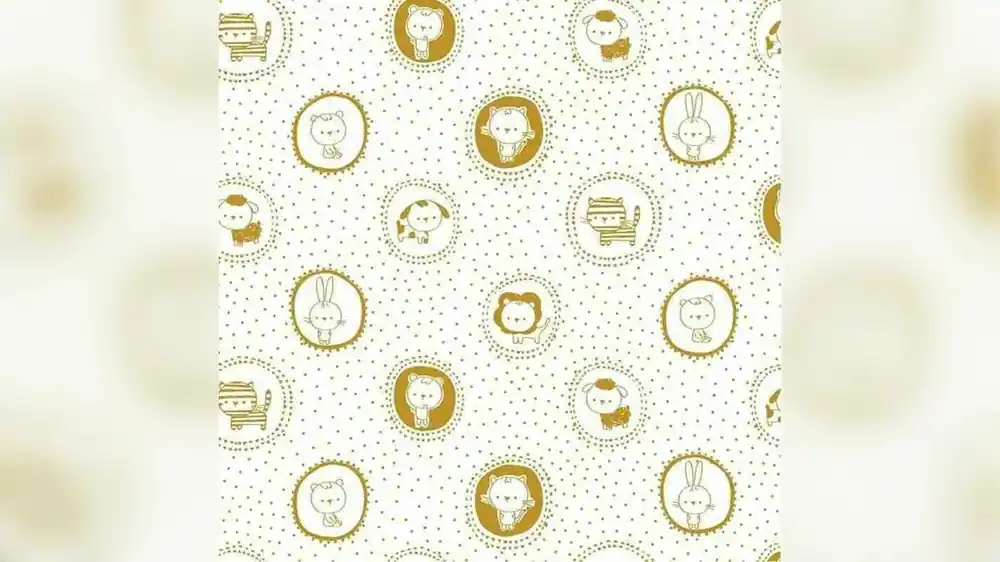 Wit gele katoenen stof sweet animal van het merk Poppy Tijdelijk Beschikbaar