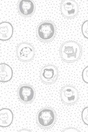 Wit grijs katoenen stof sweet animal van het merk Poppy Laatste Versie