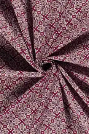 Voordeelprijs Roze katoenen stof met abstracte figuren