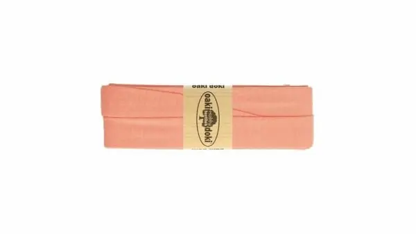 Oaki Doki - Jersey Tricot Biaisband 20mm 3m - 133 Licht Koraal Roze Snelle Levering
