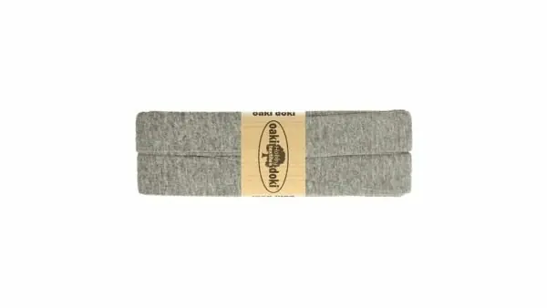 Exclusieve Aanbieding Oaki Doki - Jersey Tricot Biaisband 20mm 3m - 067 Melange Licht Grijs