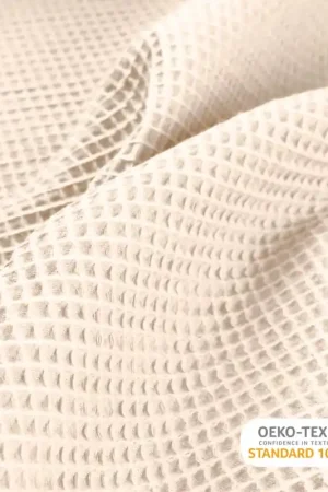 Wafel katoen lichtzand Gecertificeerd