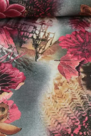 Weekendaanbieding Pique jersey red flora