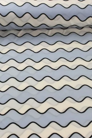Voordeelprijs Soft polyester stretch blue waves