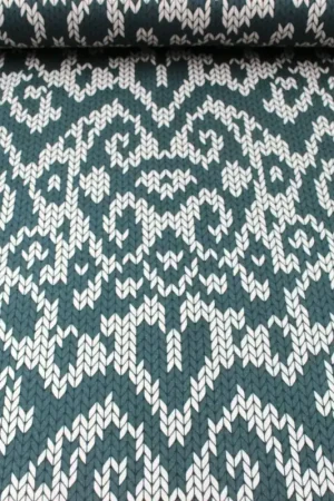 Voordeelprijs Jersey lycra petrol breisel