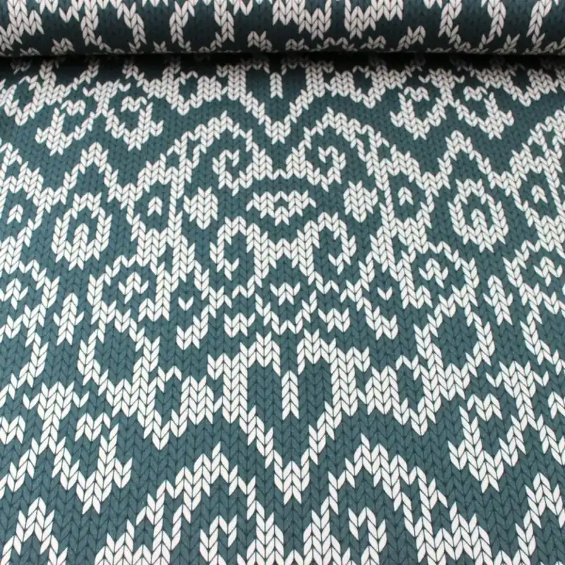 Voordeelprijs Jersey lycra petrol breisel