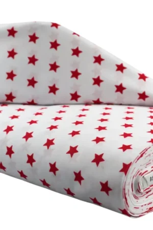 Weekendaanbieding Katoen poplin wit ster