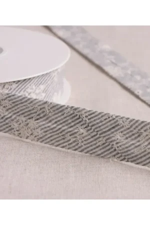 Voordeelprijs Stephanoise Gestreept geborduurde biasbinding Grijs/Zwart