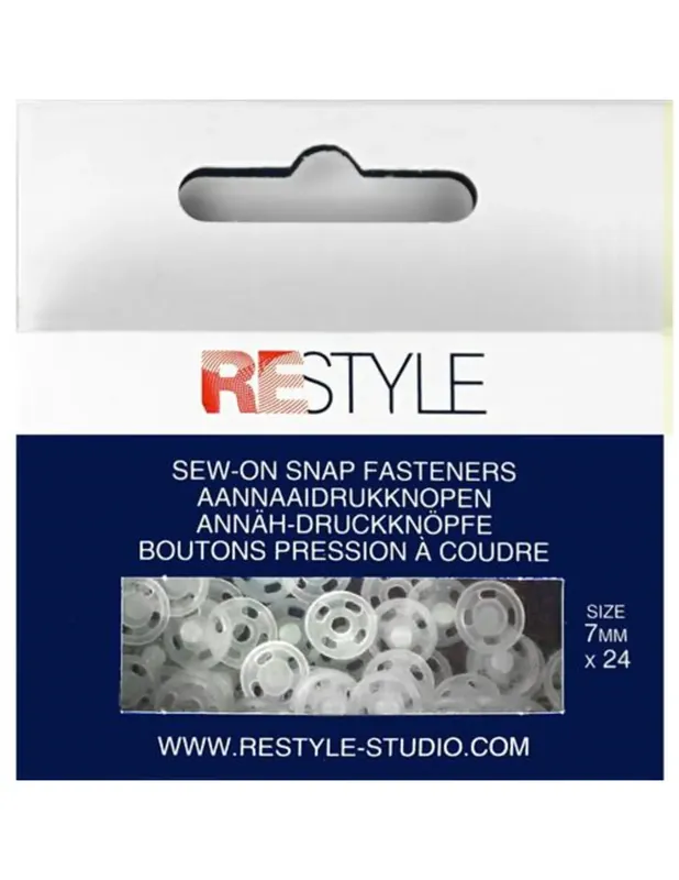 Aannaaidrukknopen 7 mm plastic, 24 stuks Fabrieksprijs
