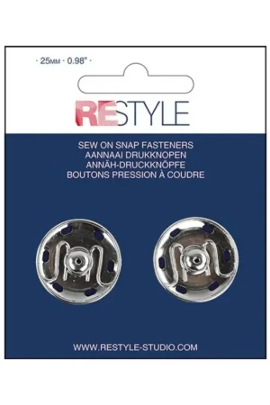 Aanbieding Aannaaidrukknopen 25mm zilver per 2 stuks