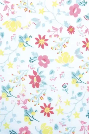 VF1 Voile Flowers Print Pink & Lime Flowers Hete Deal