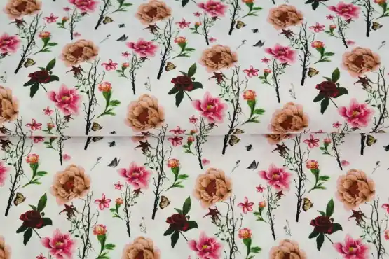 17004 flower poplin Uitverkoop