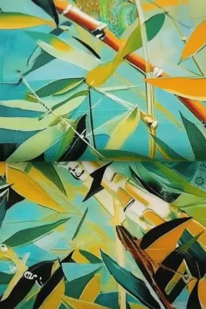 25022-99LI Digitaal bedrukt geweven linnen Print Door de bamboestruiken Express Levering