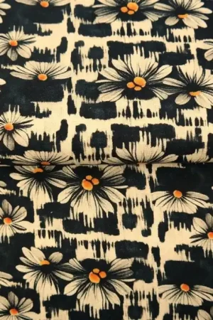 25307-02LI Digitaal bedrukt geweven linnen Print verfijnde bloemen Laatste Kans