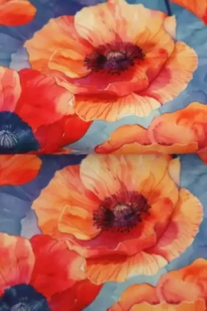 25855-15 Digitaal bedrukte jersey Print In de papavervelden Uitverkoop