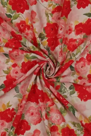 Viscose Radiance Digital Flowers Red Tijdelijk Beschikbaar