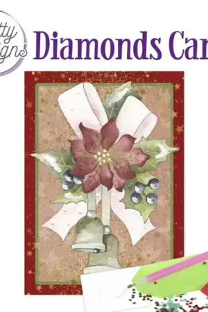 Bestel Nu Diamond Painting Dotty Design Diamonds Cards | Christmas Bells with Red Flower
