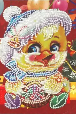 Betaalbaar Diamond Painting wenskaart Kuiken