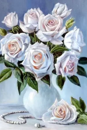 Wizardi Diamond Painting Kit Bouquet of White Roses WD2617 Betaalbaar