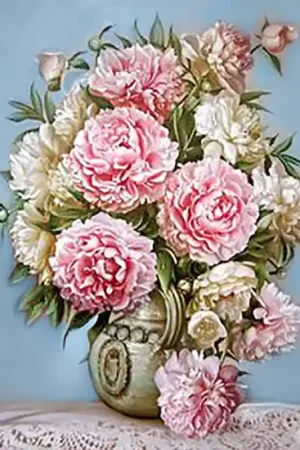 Wizardi Diamond Painting Kit Puff Peonies WD001 Populair