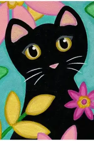 Wizardi Diamond Painting Kitty and Flowers WD2359 Meest Verkocht