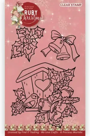 Veilige Betaling Clear Stamps – Precious Marieke – Ruby Christmas: Ruby Birdhouse – PMCS10054